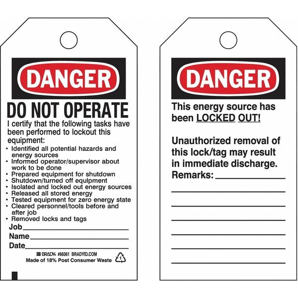 Lockout Tag, 5-3/4