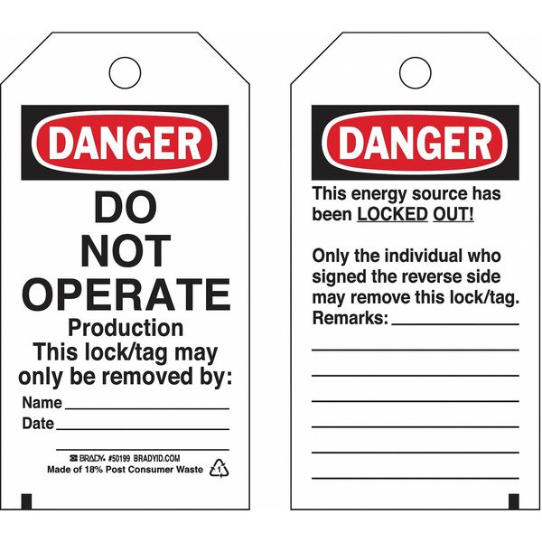 Lockout Tag, 5-3/4