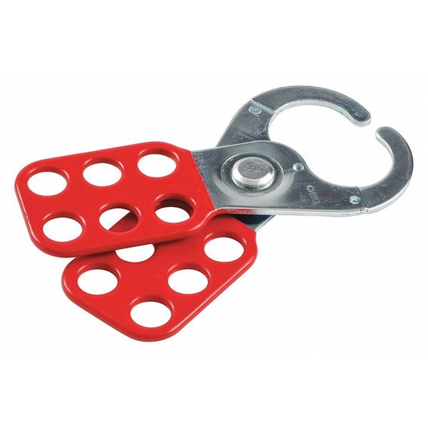 Lockout Hasp, Red, Steel, 4-1/2