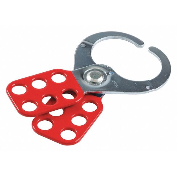 Lockout Hasp, Red, Steel, 4-1/2