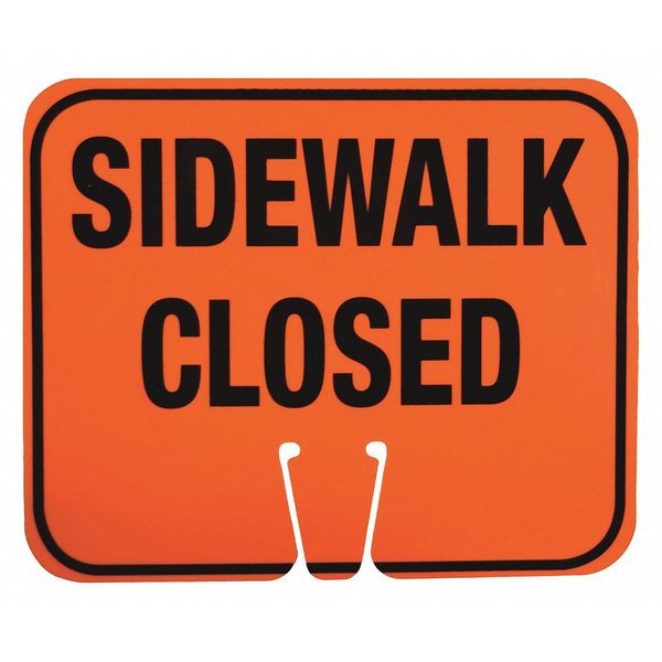 Traffic Cone Sign, ABS plastic, 10 1/2 in H, 12 1/2 in L, 5/16 in W, Black/Orange