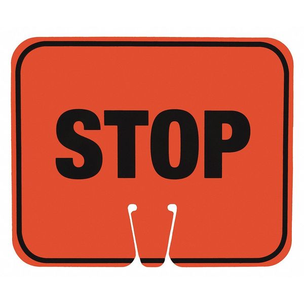 Traffic Cone Sign, ABS plastic, 10 1/2 in H, 12 1/2 in L, 5/16 in W, Black/Orange