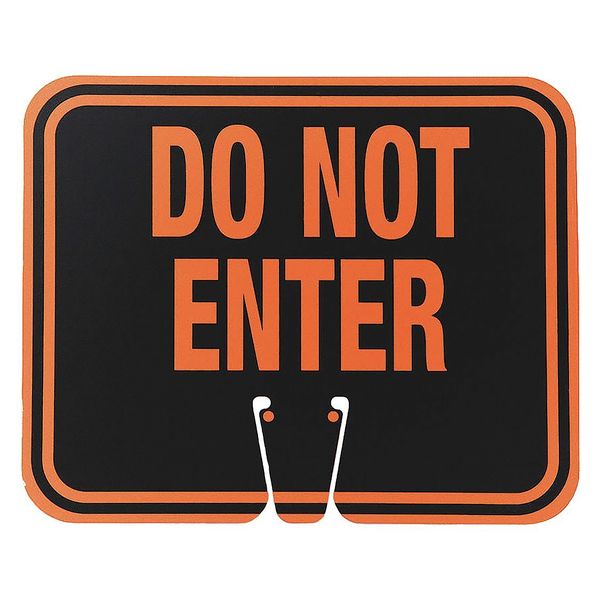 Traffic Cone Sign, ABS plastic, 10 1/2 in H, 12 1/2 in L, 5/16 in W, Black/Orange