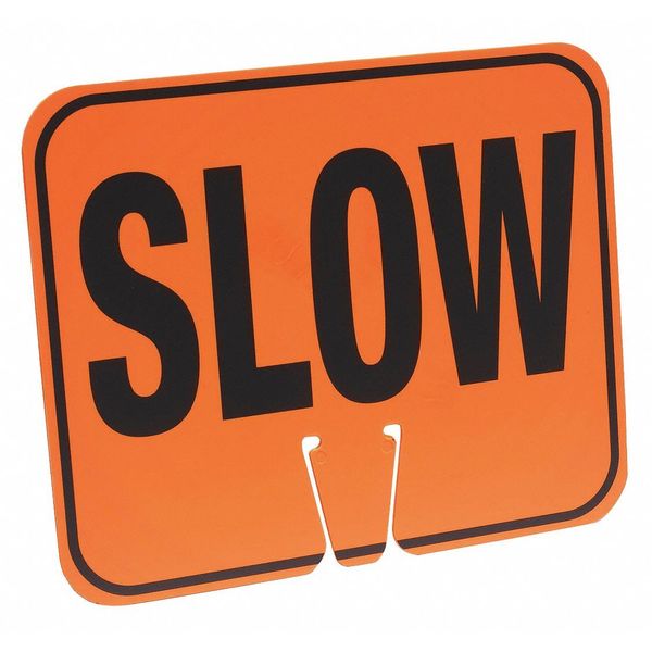 Traffic Cone Sign, ABS plastic, 10 1/2 in H, 12 1/2 in L, 5/16 in W, Black/Orange