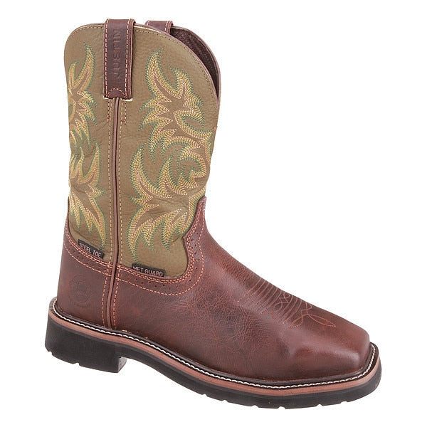 Size 8 Men's Western Boot Steel Work Boot, Brown