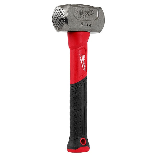 3 lb Drilling Hammer, 11 in L Fiberglass Handle, Forged Steel Head