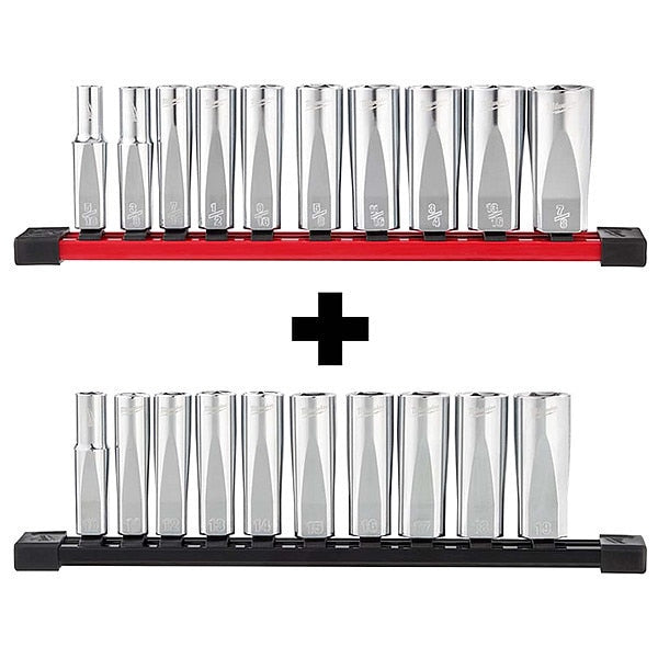 3/8 in Drive Socket Sets, SAE, Metric, 20 pcs