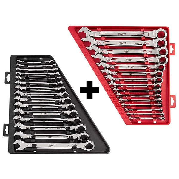 Ratchet Comb Wrench Set-SAE/Metric, 15pc
