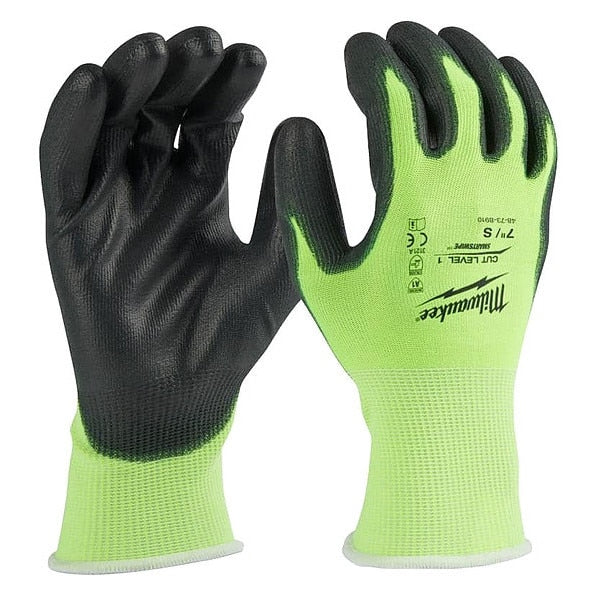 Level 1 Cut Resistant High Visibility Polyurethane Dipped Gloves - Large