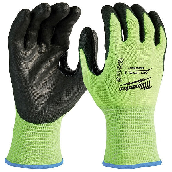 Level 2 Cut Resistant High Visibility Polyurethane Dipped Gloves - Large