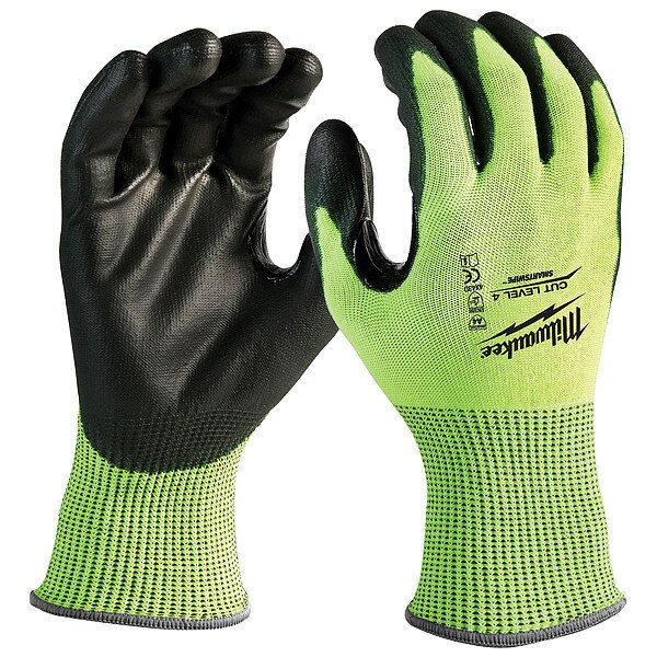 High Visibility Cut Level 4 Polyurethane Dipped Gloves - S