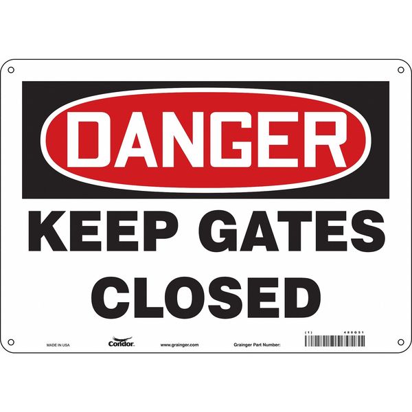 Safety Sign, 10 in Height, 14 in Width, Aluminum, Horizontal Rectangle, English, 480G51