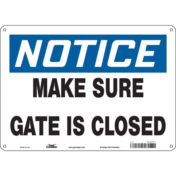 Safety Sign, 10 in Height, 14 in Width, Aluminum, Horizontal Rectangle, English, 480G57