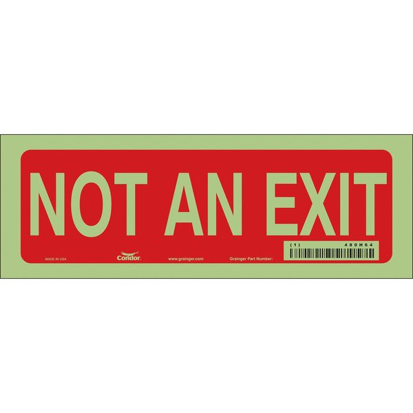 Safety Sign, 3 1/2 in x 10 in, Glow Vinyl