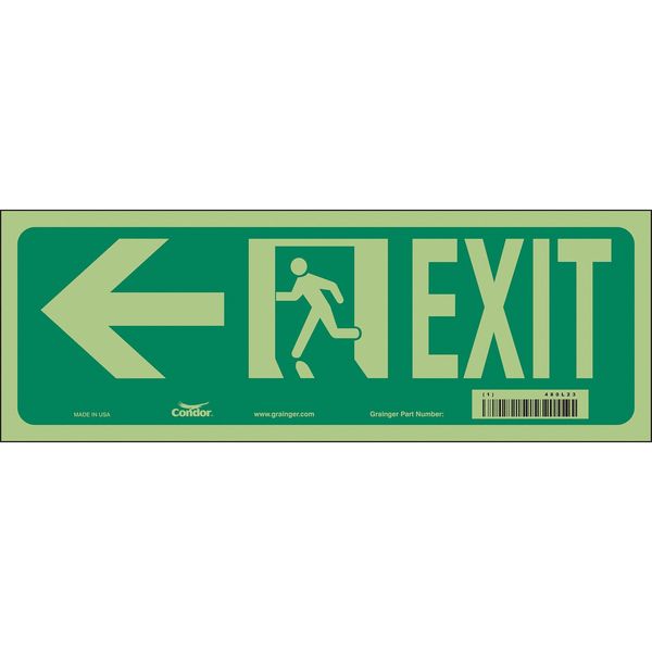 Safety Sign, 5 in x 14 in, Glow Vinyl