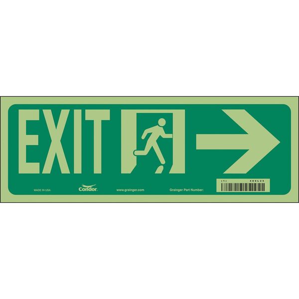 Safety Sign, 5 in x 14 in, Glow Vinyl