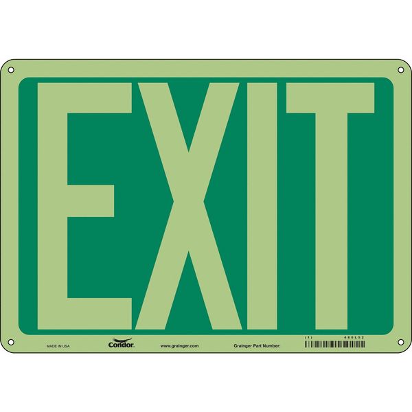 Safety Sign, 10 inx14 in, Glow Aluminum