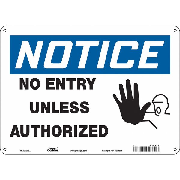 Safety Sign, 10 in Height, 14 in Width, Aluminum, Horizontal Rectangle, English, 480N61