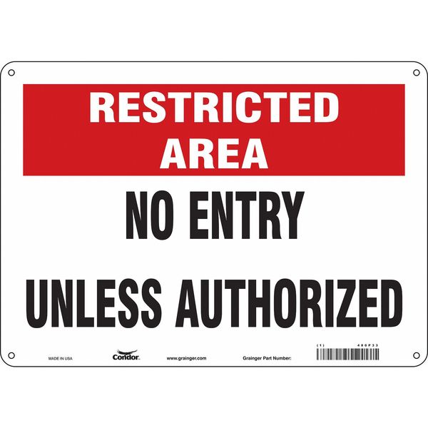 Safety Sign, 10 in Height, 14 in Width, Aluminum, Horizontal Rectangle, English, 480P33