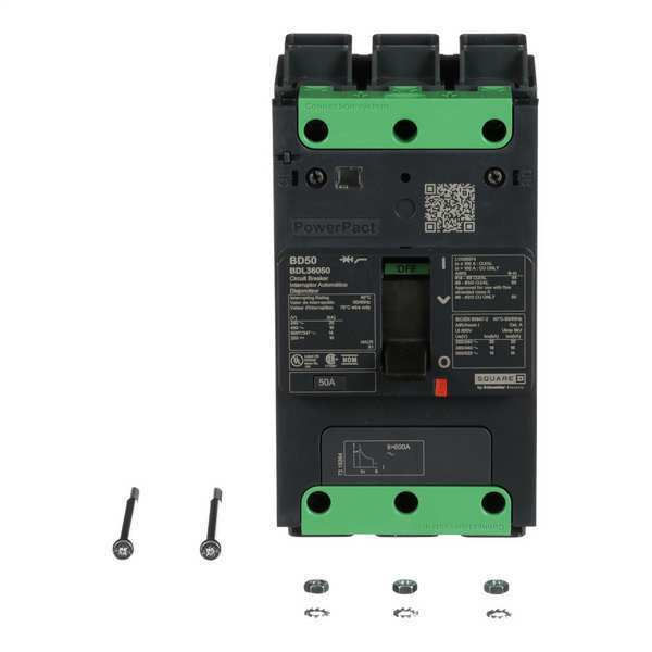 Molded Case Circuit Breaker, 50 A, 525V AC, 3 Pole, Unit Mount Mounting Style, BDL Series