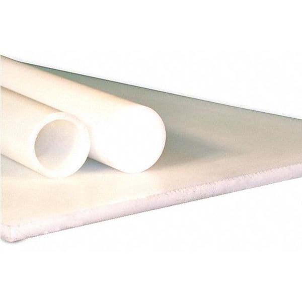 White UHMW Polyethylene Tube Stock 5 ft L, 1 1/4 in Inside Dia, 1 7/8 in Outside Dia