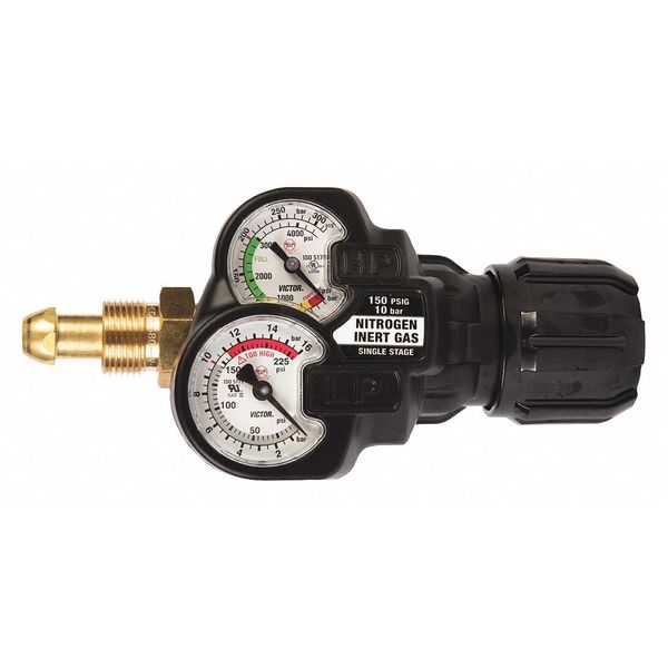Gas Regulator, Single Stage, CGA 580, 5 to 125 psi, Use With: Inert