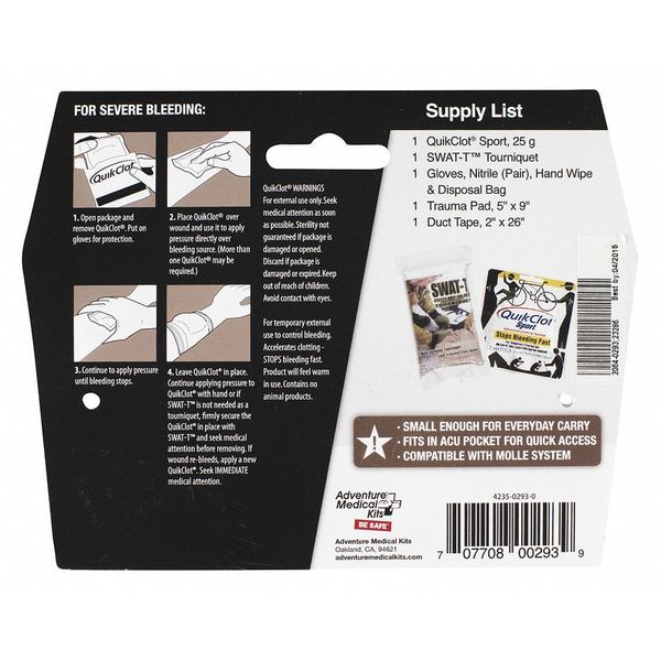 Emergency Medical Kit, Nylon, Blk, 6-3/8