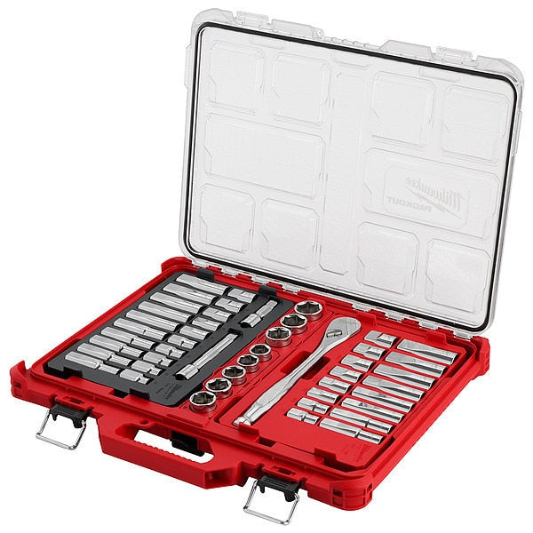47 pc. 1/2 in. Drive SAE and Metric Ratchet and Socket Set with PACKOUT Low-Profile Organizer