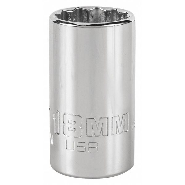 1/2 in Drive, Triple Square Metric Socket, 12 Points