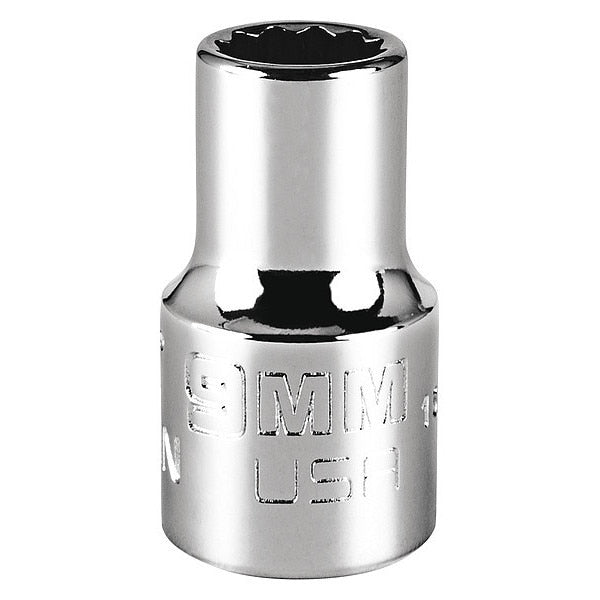 3/8 in Drive, 9mm Triple Square Metric Socket, 12 Points