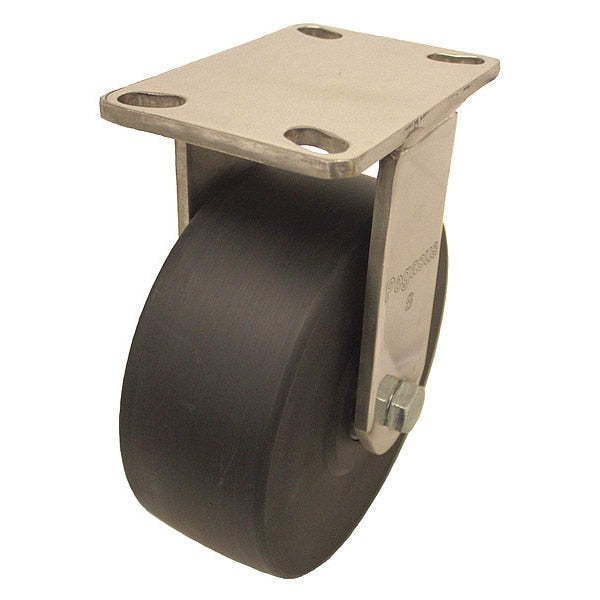 Plate Caster, 3000 lb. Ld Rating, Bk Wheel