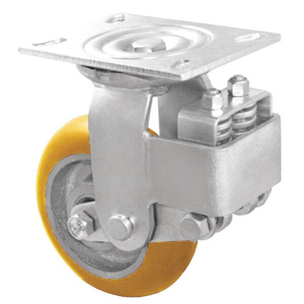 Plate Caster, 500 lb. Ld Rating, Yl Wheel