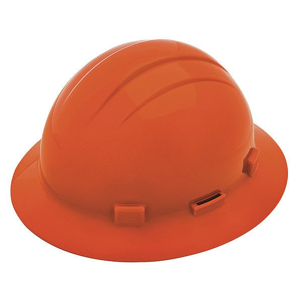 Full Brim Hard Hat, Type 1, Class E, Ratchet (4-Point), Orange