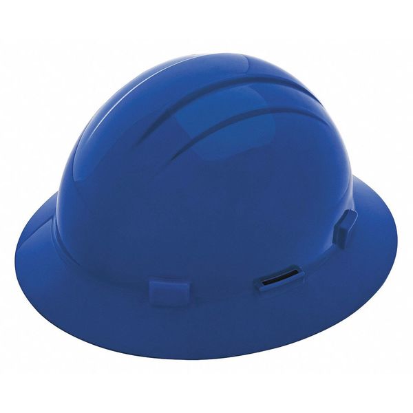 Full Brim Hard Hat, Type 1, Class E, Ratchet (4-Point), Blue