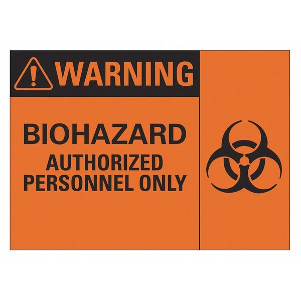 Biohazard Sign, 7 in H, 10 in W, Vertical Rectangle, English, LCU1-0050-NA_10x7
