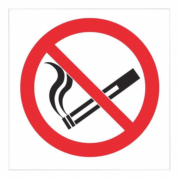 No Smoking Sign, 4 in Height, 4 in Width, Polyester, Square, English