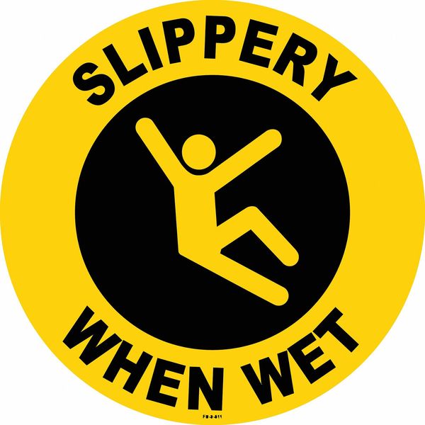 Floor Sign, 8 in H, 8 in W, Vinyl, Circle, English, FS-8-811