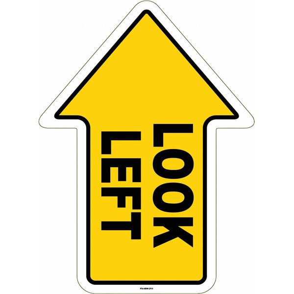 Anti-Slip Floor Sign, 17 in H, 17 in W, Vinyl, Arrow, English, FS-ARW-210