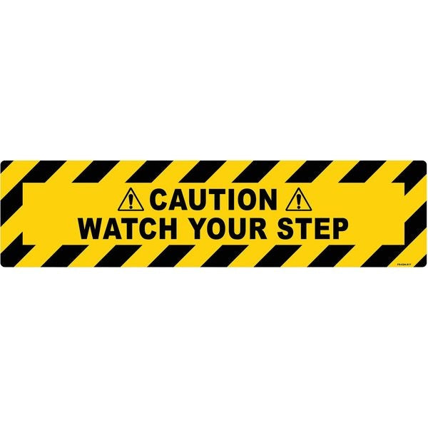 Floor Sign, 6 in H, 24 in W, Vinyl, Horizontal Rectangle, English, FS-624-617