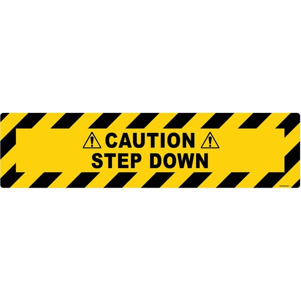 Floor Sign, 6 in H, 24 in W, Vinyl, Horizontal Rectangle, English, FS-624-621