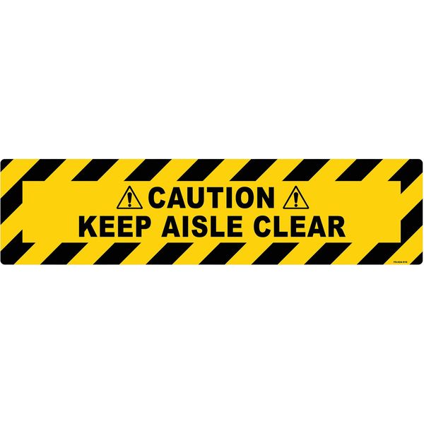 Floor Sign, 6 in H, 24 in W, Vinyl, Horizontal Rectangle, English, FS-624-910