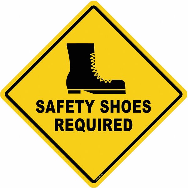Anti-Slip Floor Sign, 17 in H, 17 in W, Vinyl, Diamond, English, FS-DIAM-510