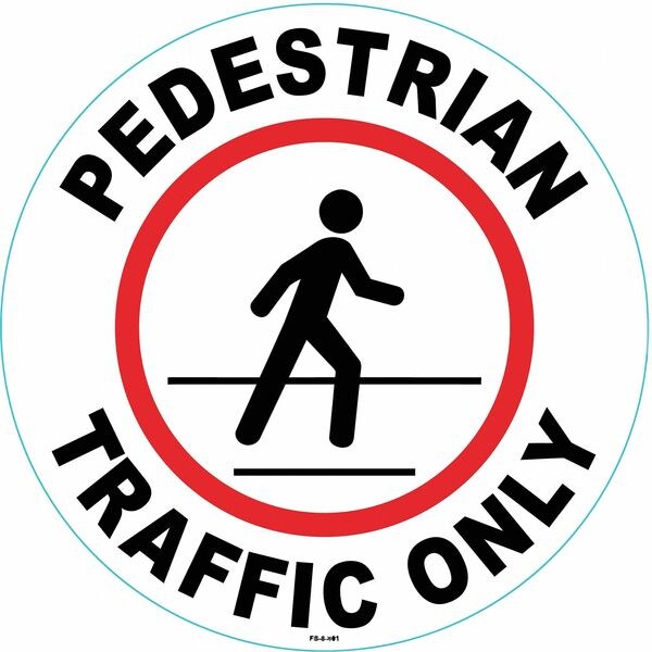 Anti-Slip Floor Sign, 8 in H, 8 in W, Vinyl, Circle, English, FS-8-801