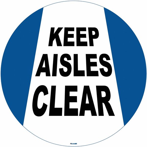 Floor Sign, 8 in H, 8 in W, Vinyl, Circle, English, FS-8-803