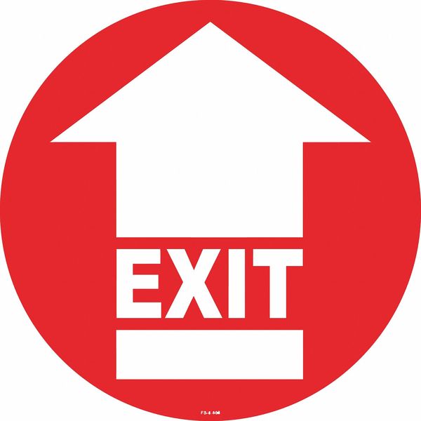 Floor Sign, 8 in H, 8 in W, Vinyl, Circle, English, FS-8-806