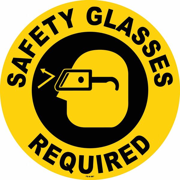 Anti-Slip Floor Sign, 8 in H, 8 in W, Vinyl, Circle, English, FS-8-807