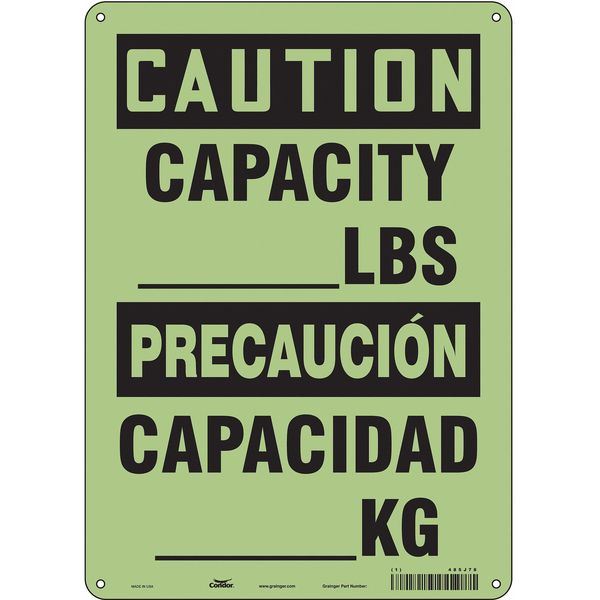 Safety Sign, 14 in Height, 10 in Width, Polyethylene, Vertical Rectangle, English, Spanish, 485J78