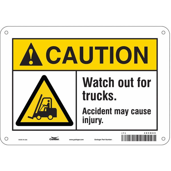 Safety Sign, 7 in Height, 10 in Width, Aluminum, Vertical Rectangle, English, 485K85
