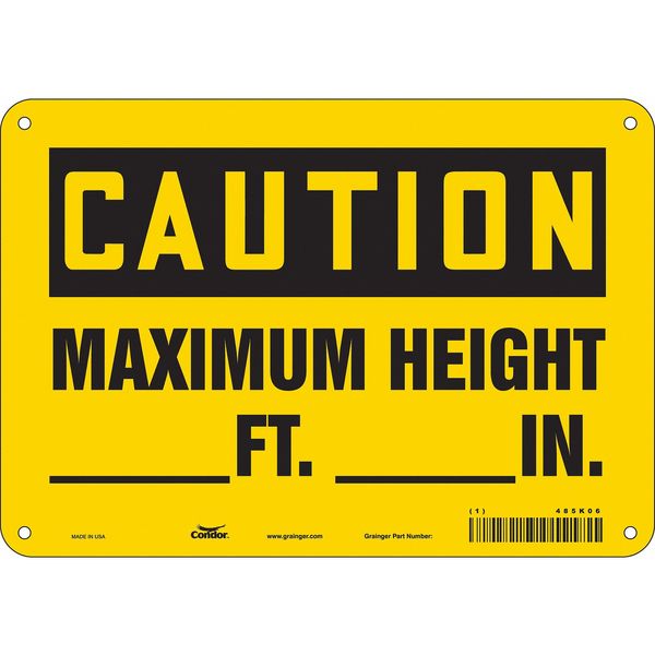 Safety Sign, 7 in Height, 10 in Width, Aluminum, Vertical Rectangle, English, 485K06