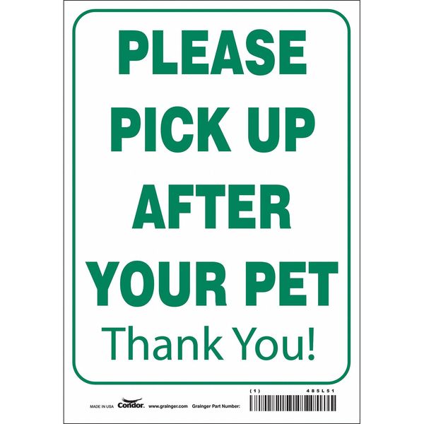 Safety Sign, 10 in Height, 7 in Width, Aluminum, Horizontal Rectangle, English, 485L51